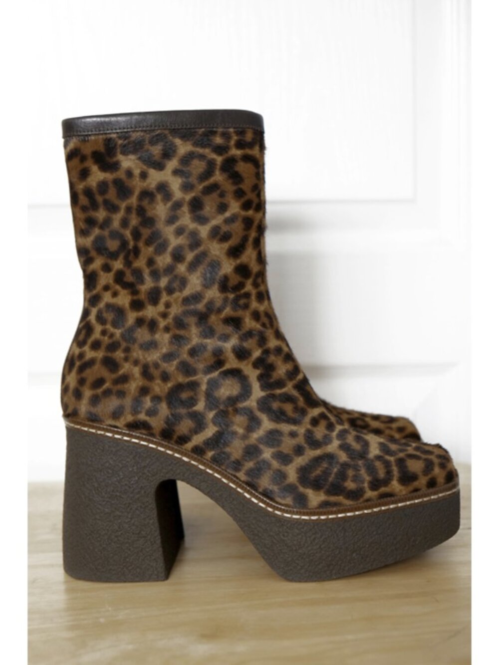 NEW Pons Quintana leopard-print ponyskin platform ankle boots - Picture 6 of 11